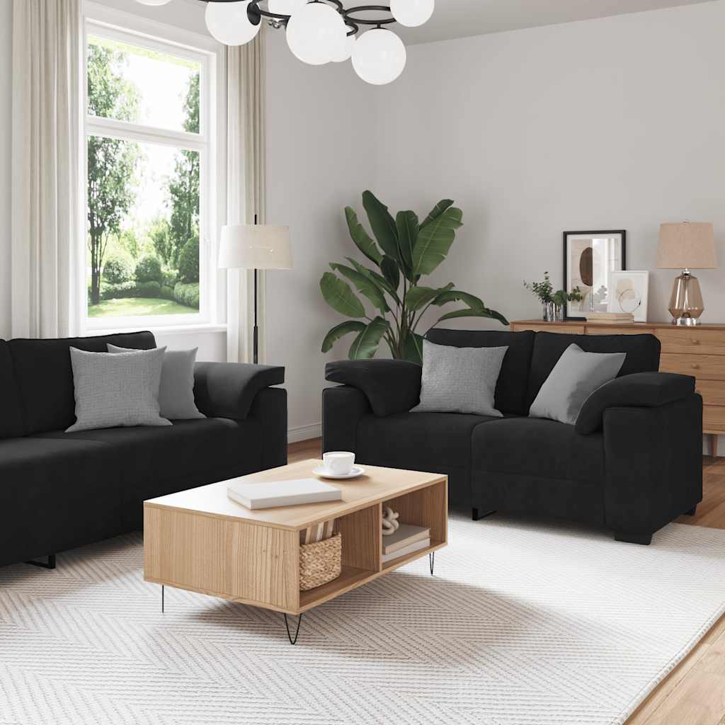 3-dijelni set sofa s jastucima crni baršun