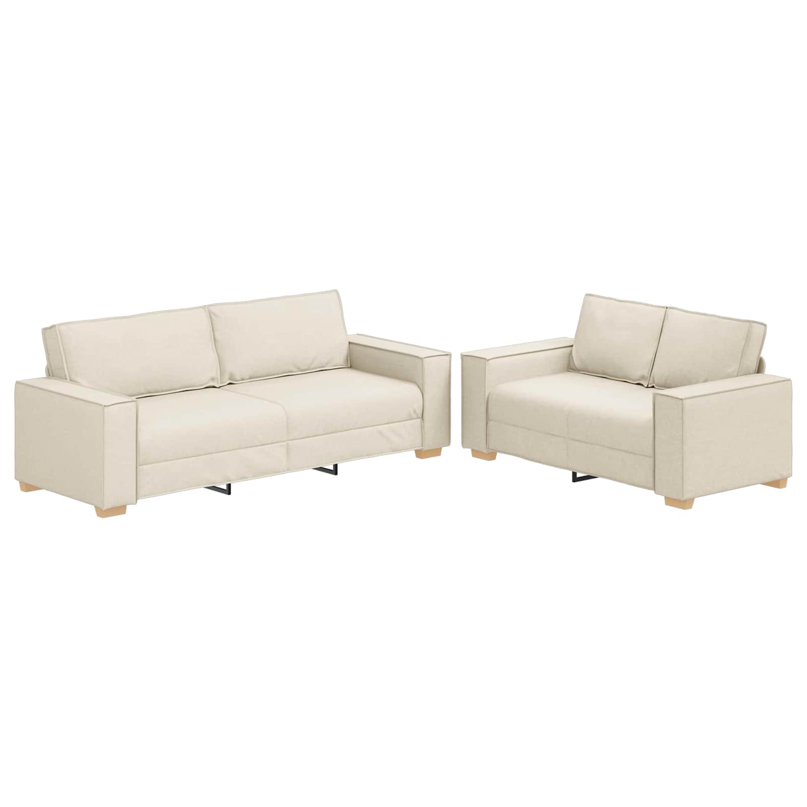 Sofa 2 pcs Bež 220 x 80 x 84 cm Platnasta tkanina