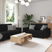 Dvodijelni set sofa s jastucima, crna tkanina