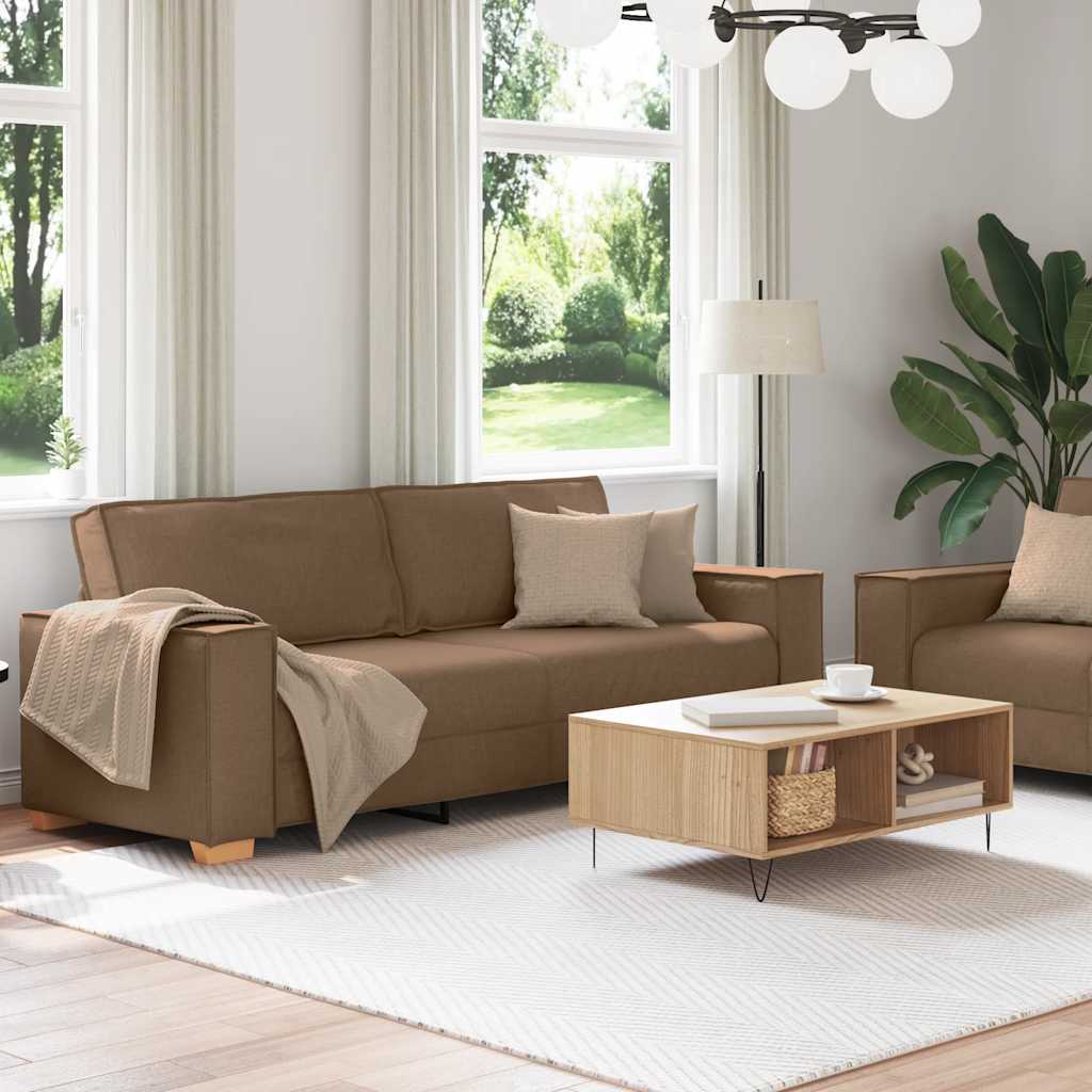 Dvodijelni set sofa s jastucima, smeđa tkanina