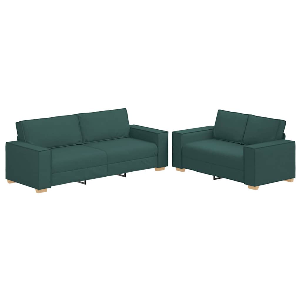 Dvodijelni set sofa s jastucima, tamnozelena tkanina