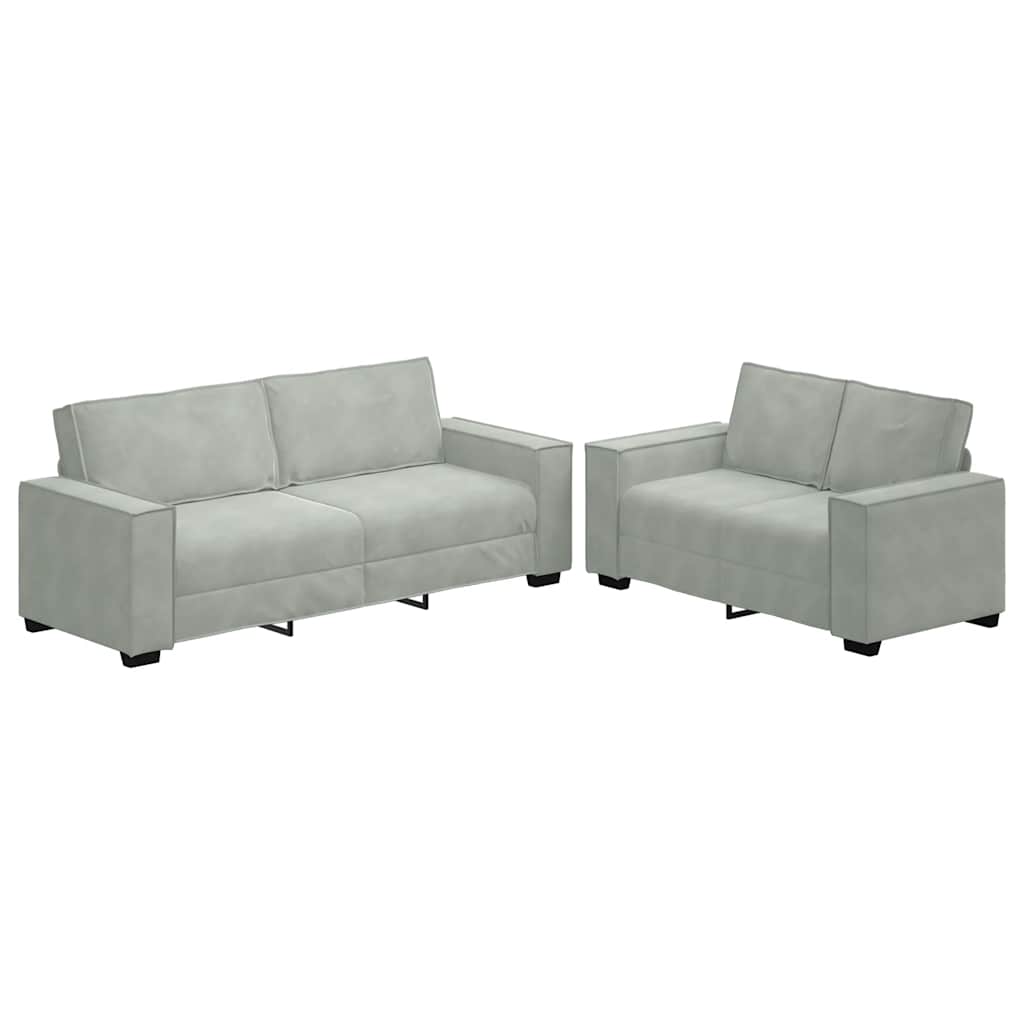 Dvodijelni set sofa s jastucima, svijetlo sivi baršun