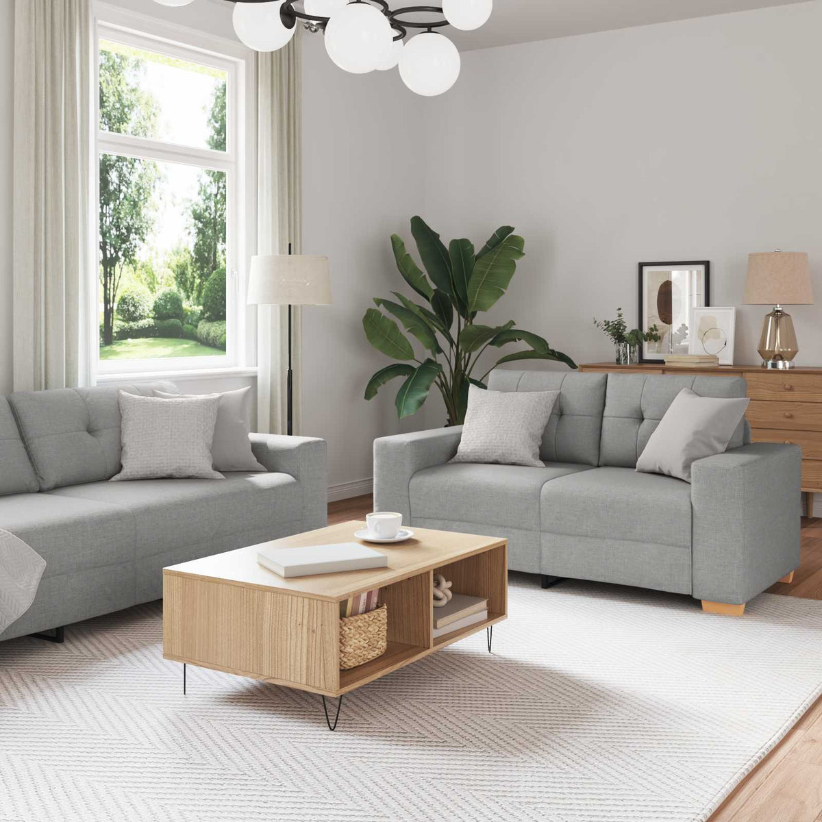 Sofa 2 kom. Oblačnosiva Platnasta tkanina