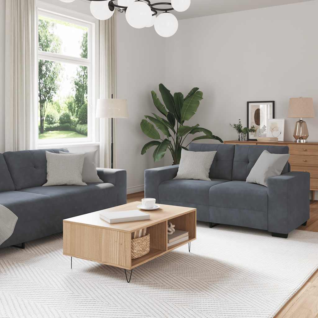 Dvodijelni set sofa s jastucima, tamno sivi baršun