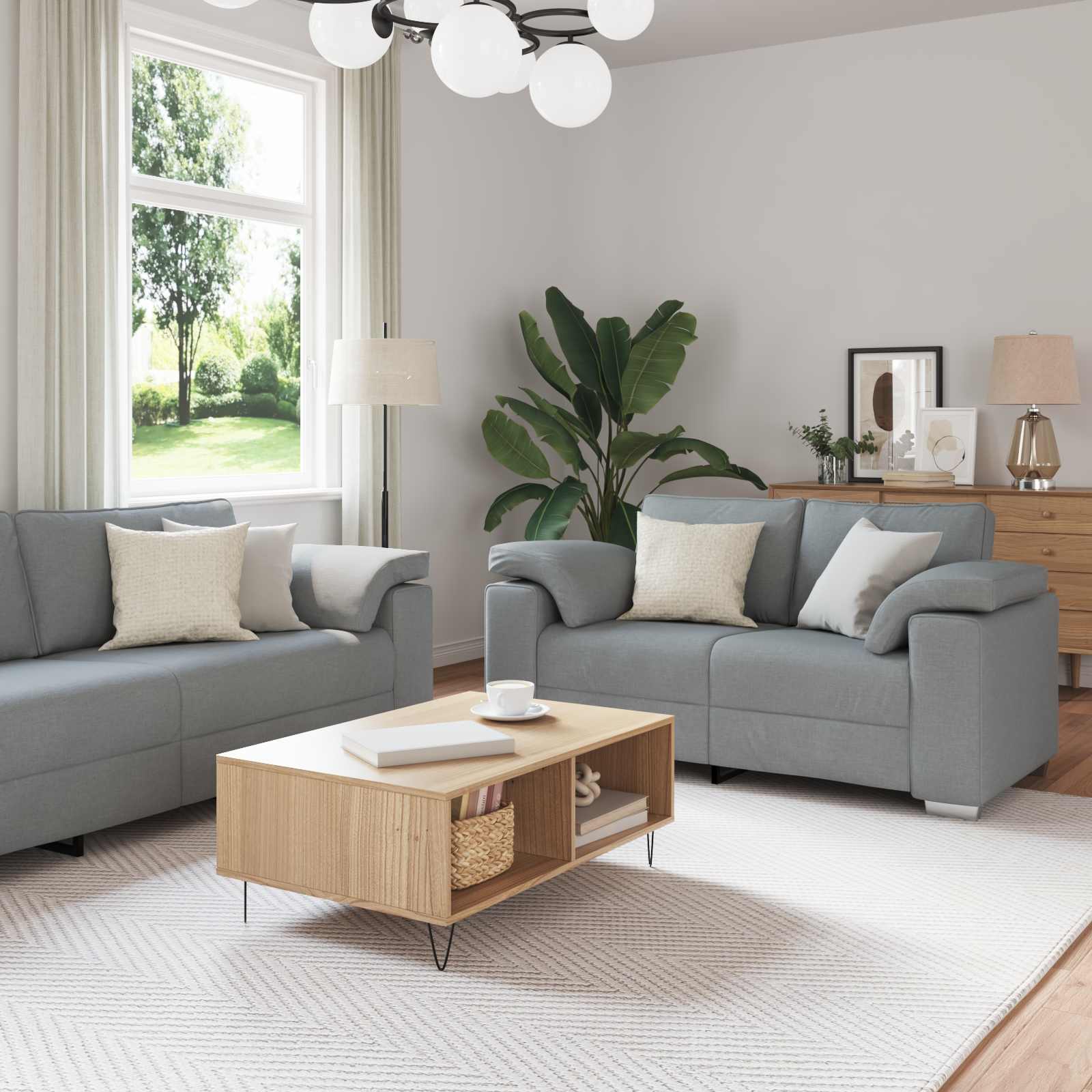 Sofa 2 pcs Svijetlo siva 219 x 80 x 82 cm tkanina