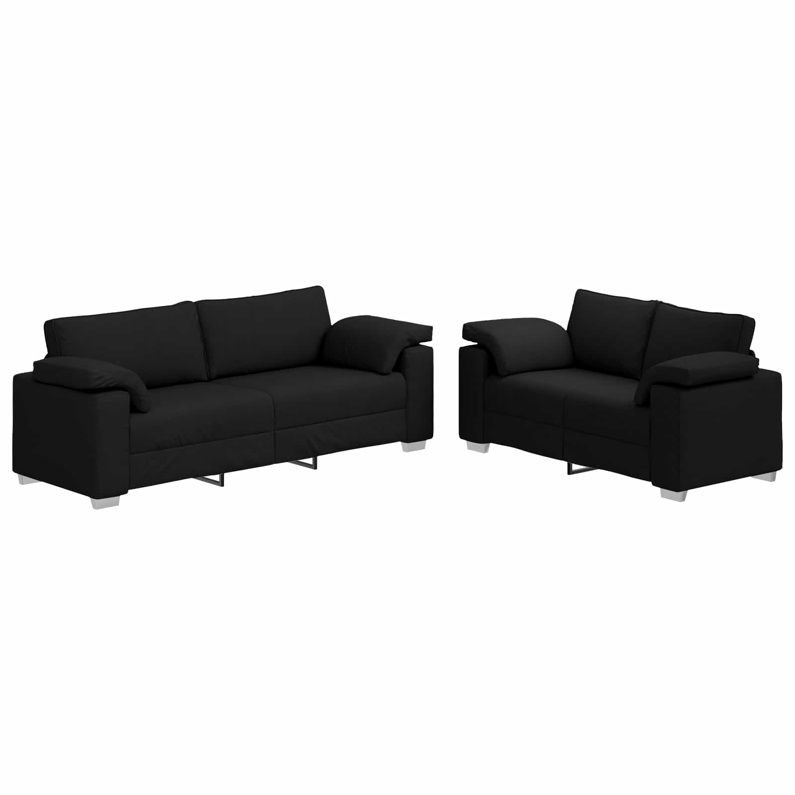 Sofa 2 pcs Crna 219 x 80 x 82 cm tkanina