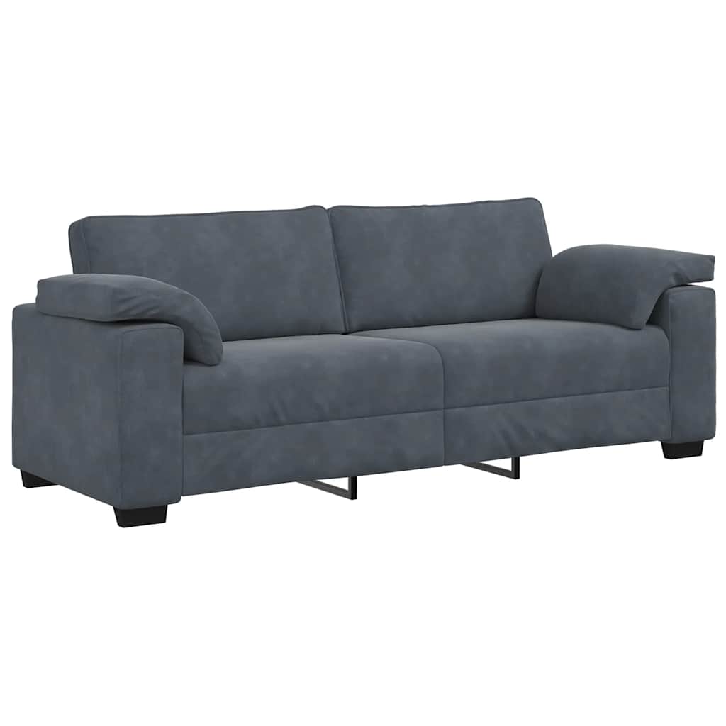 Dvodijelni set sofa s jastucima, tamno sivi baršun