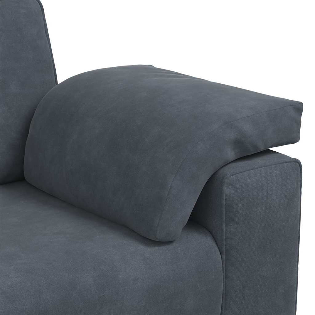 Dvodijelni set sofa s jastucima, tamno sivi baršun