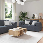 Dvodijelni set sofa s jastucima, tamno sivi baršun