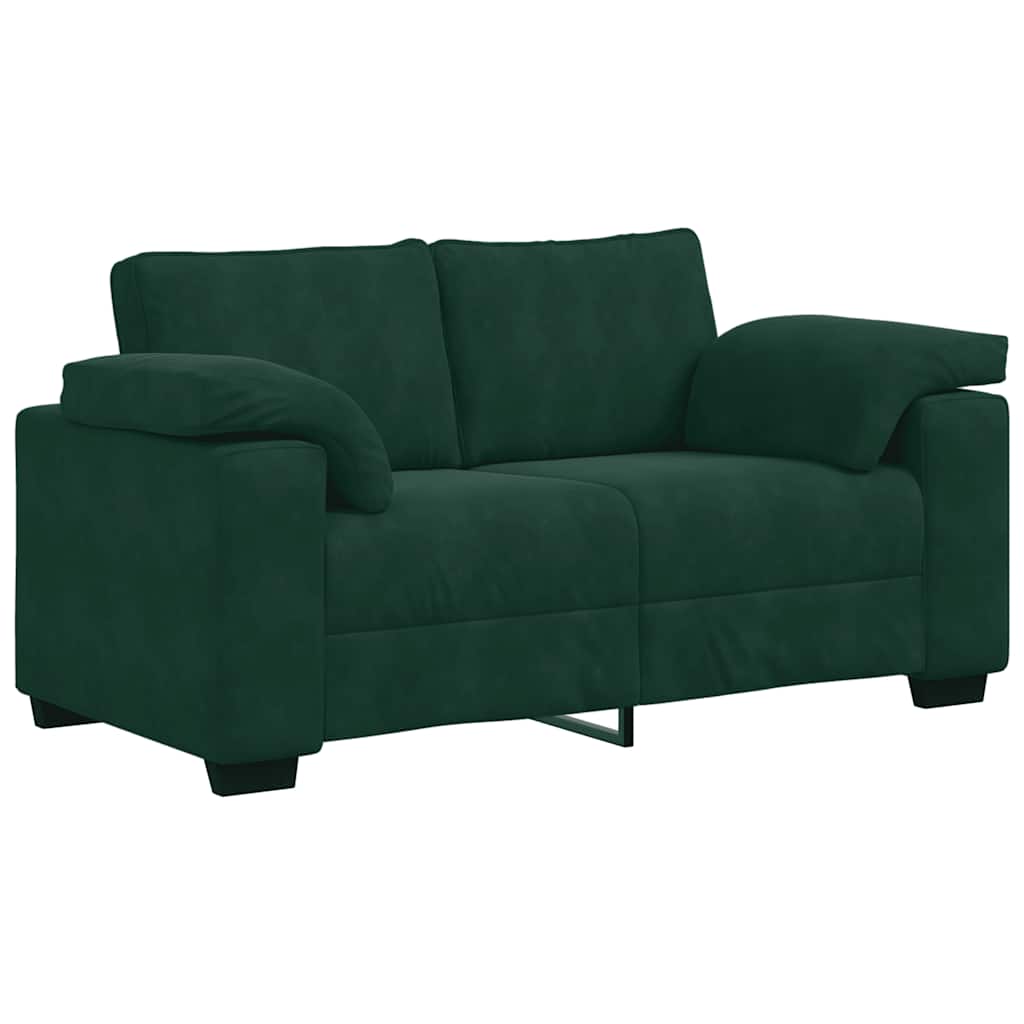 Dvodijelni set sofa s jastucima, tamnozeleni baršun