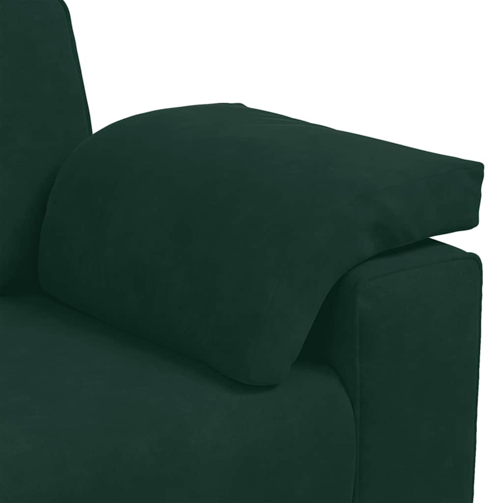 Dvodijelni set sofa s jastucima, tamnozeleni baršun
