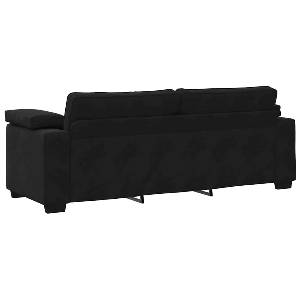 Dvodijelni set sofa s jastucima, crni baršun