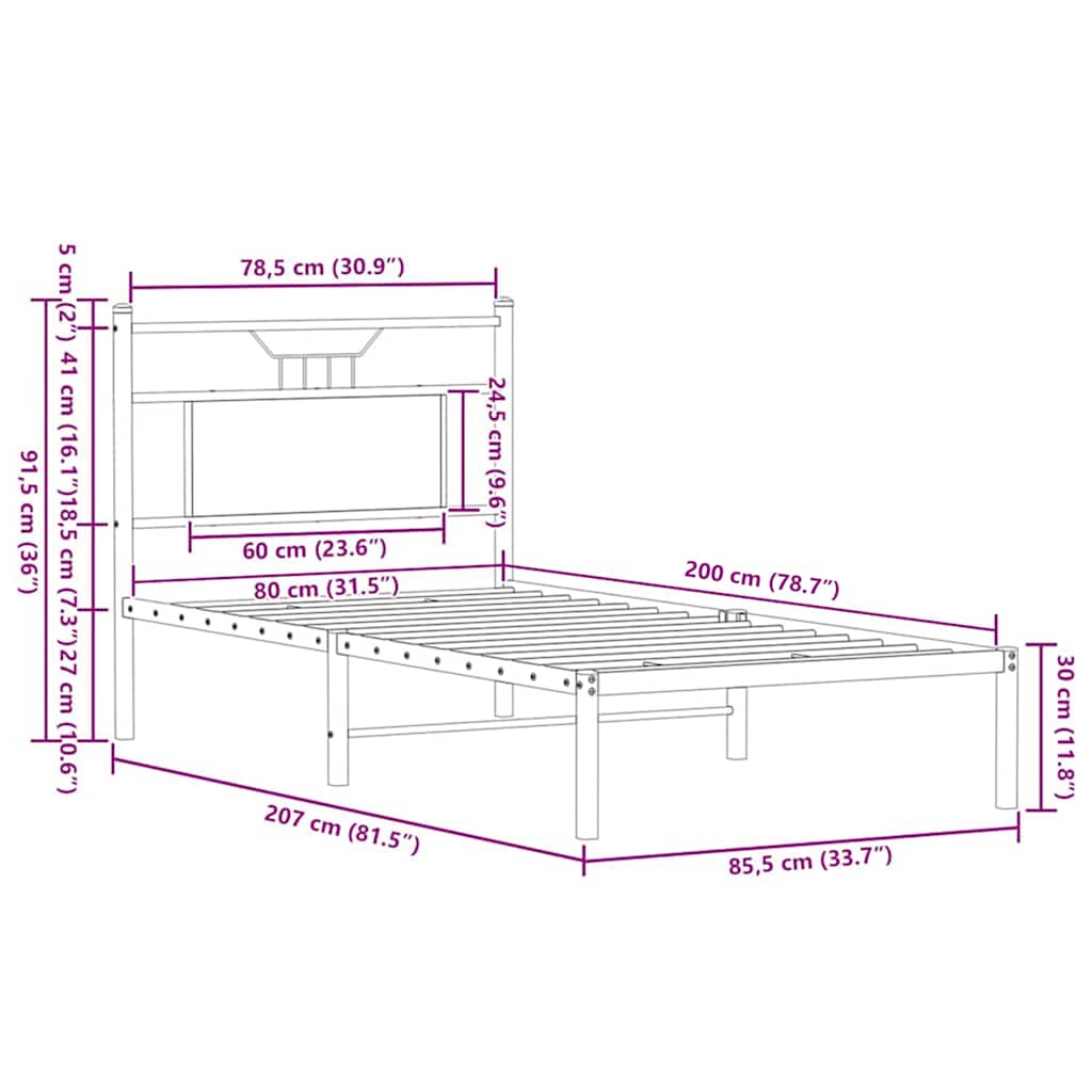 Okvir kreveta bez madraca smeđa boja hrasta 80x200 cm drveni