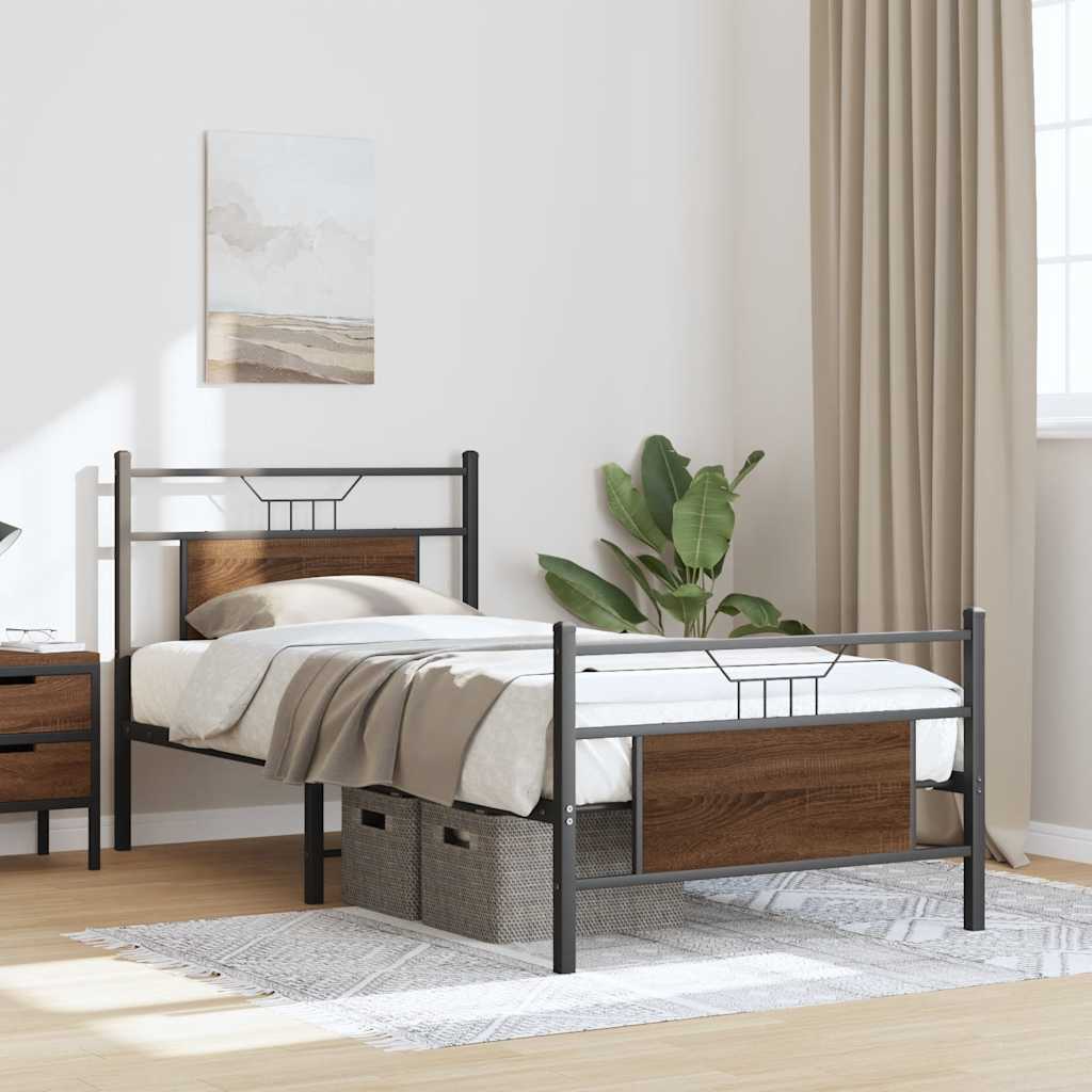 Okvir kreveta bez madraca smeđa boja hrasta 75x190 cm drveni