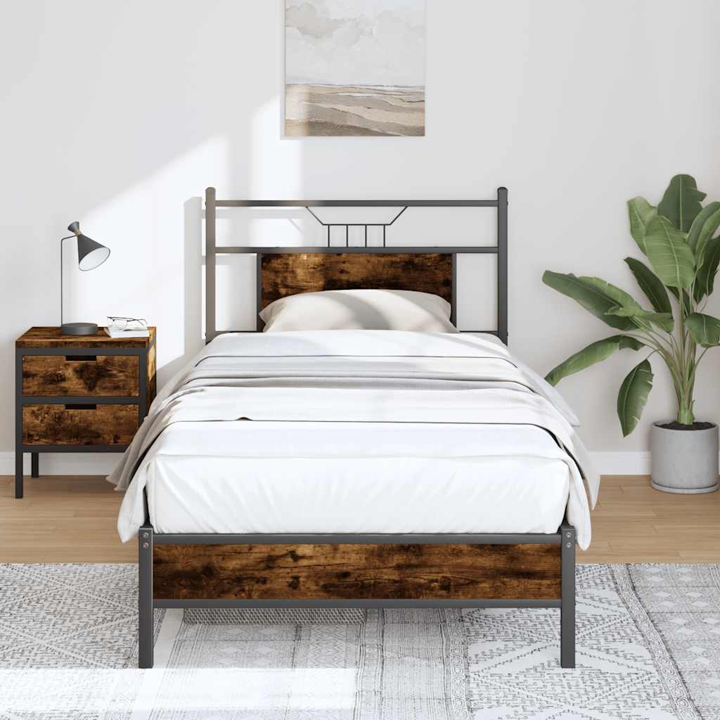 Okvir kreveta bez madraca dimljena boja hrasta 90x200 cm drveni