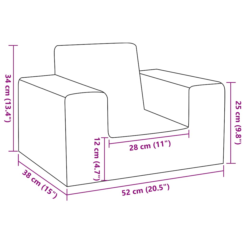 Dječja fotelja plava od mekanog pliša