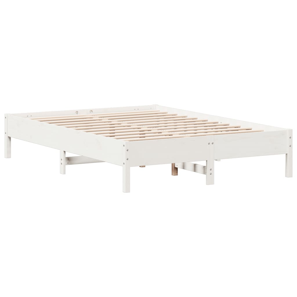 Okvir kreveta bez madraca bijeli 120 x 200 cm masivna borovina