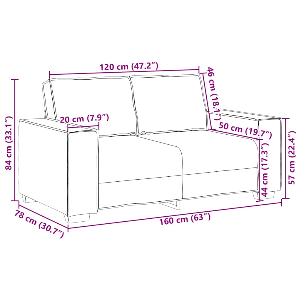 Dvosjed Sofa Svijetlo siva 160x78x84 cm Tkanina