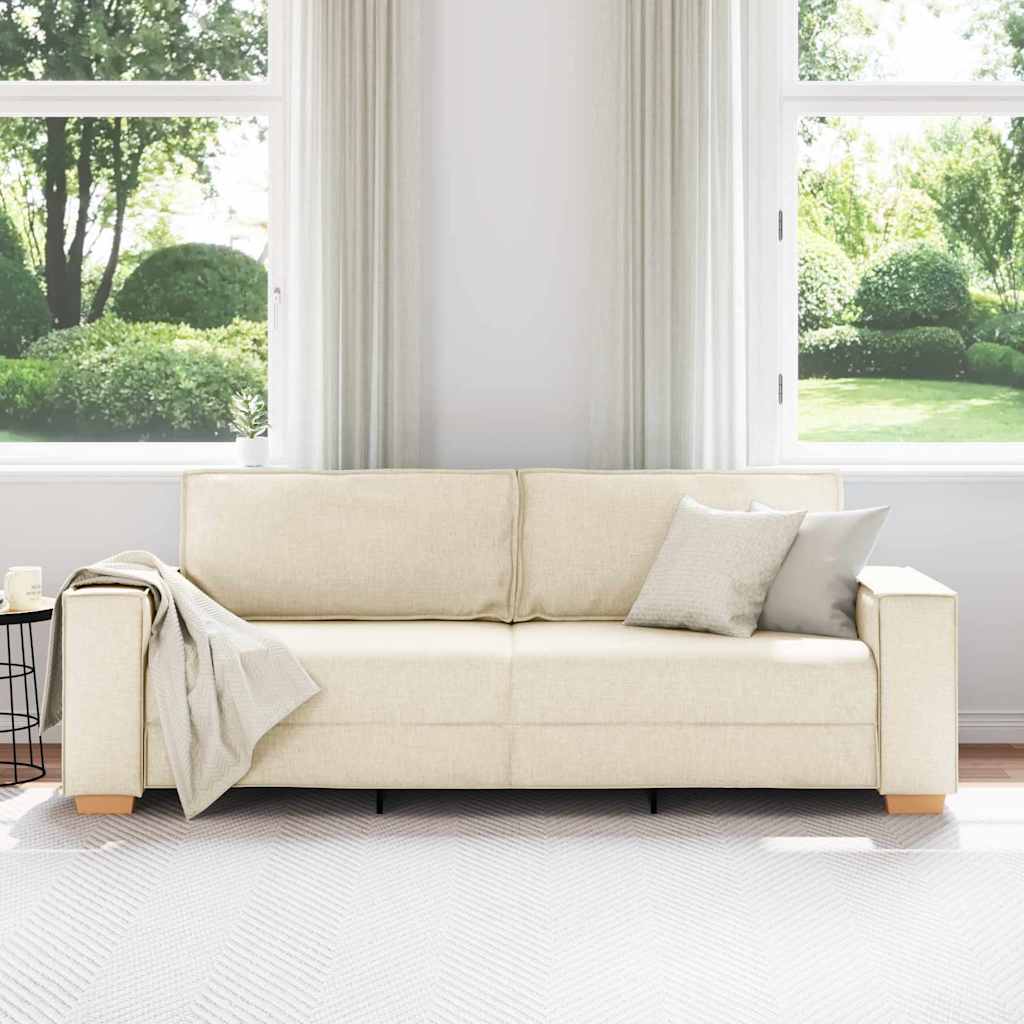 Sofa za 3 osobe Bež 220 cm Platnasta tkanina