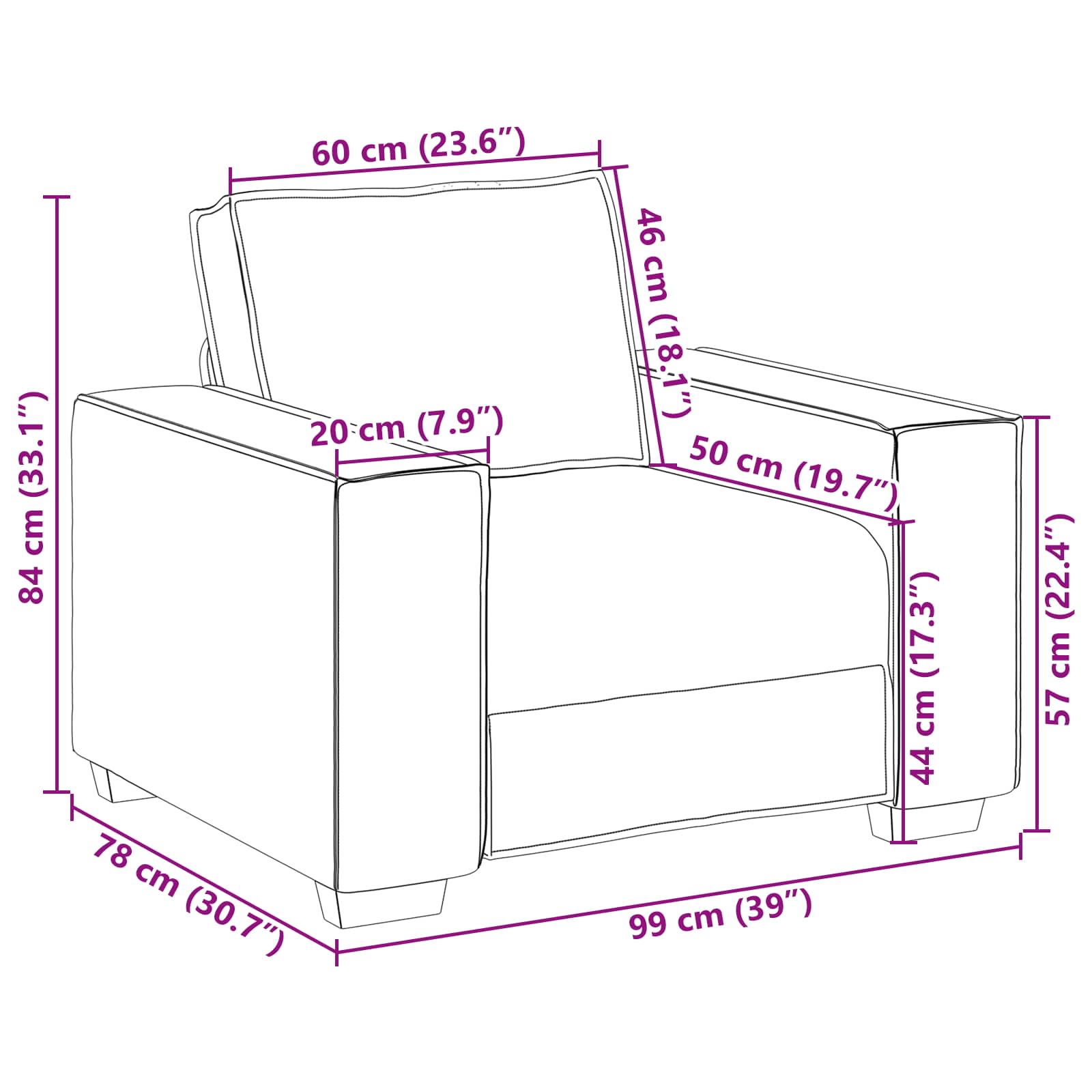Sofa stolica Bijeli 100 cm Lažna koža