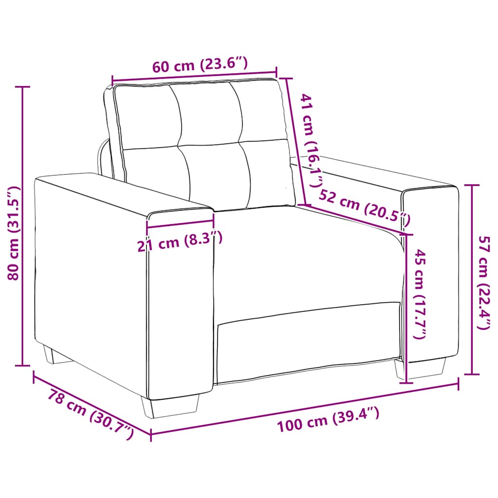 Sofa fotelja vino crvena 100x78x80 cm tkanina