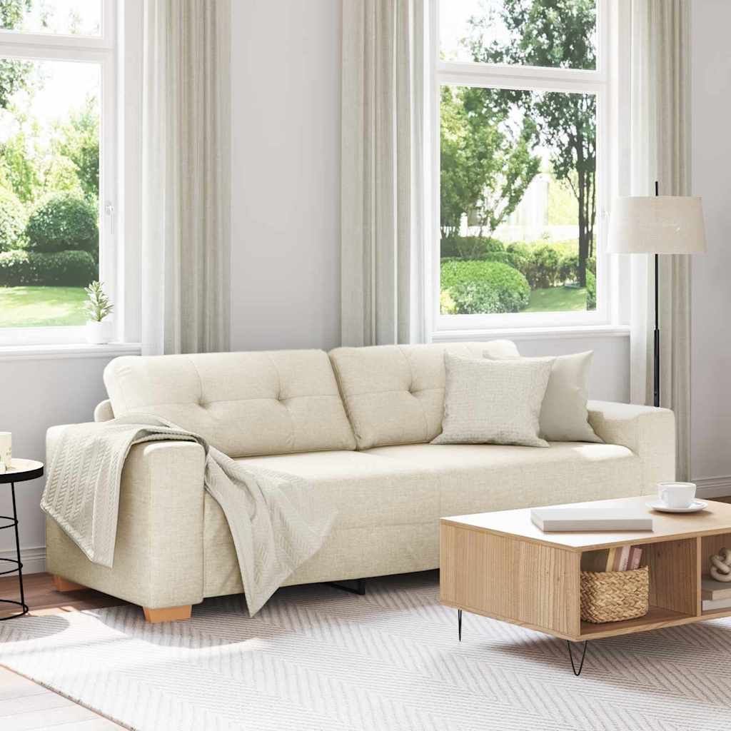 Sofa za 3 osobe Bež 220 cm Platnasta tkanina