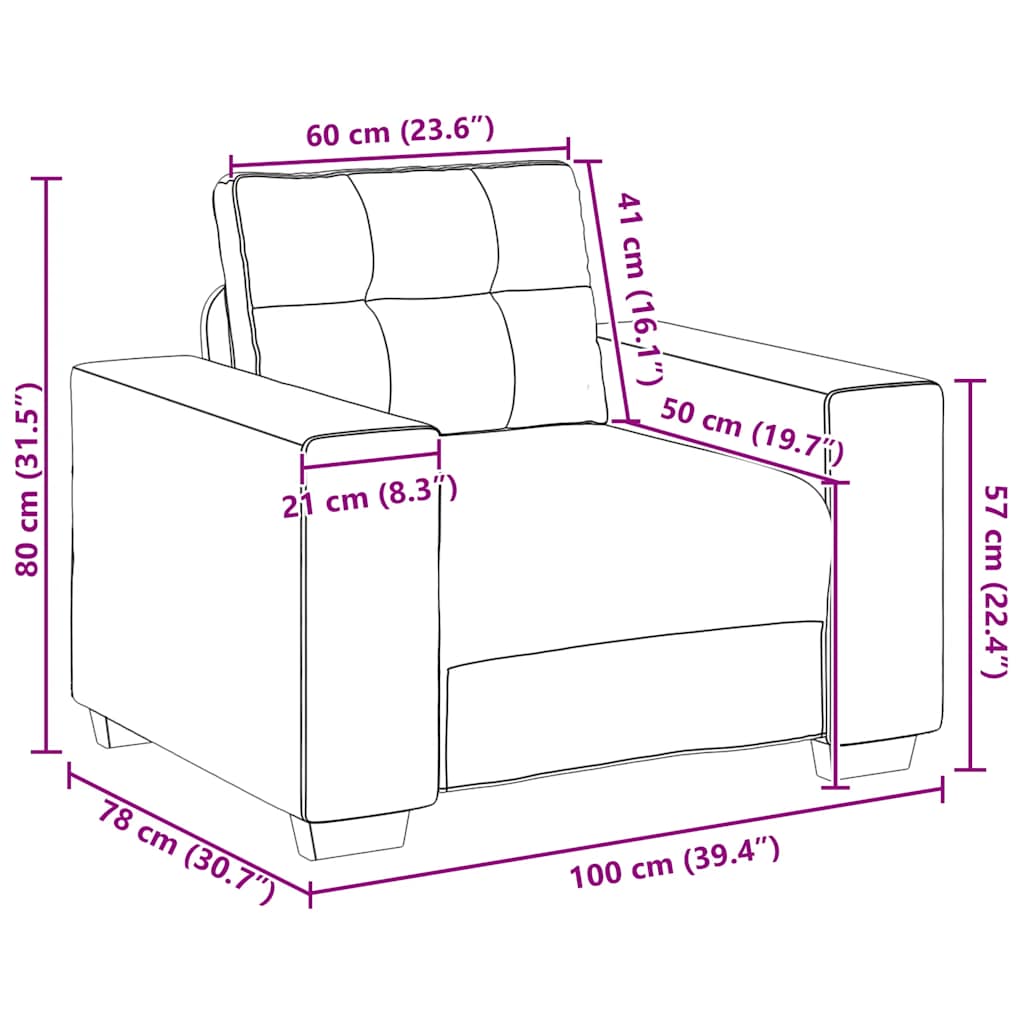 Sofa fotelja plava 100x78x80 cm baršun