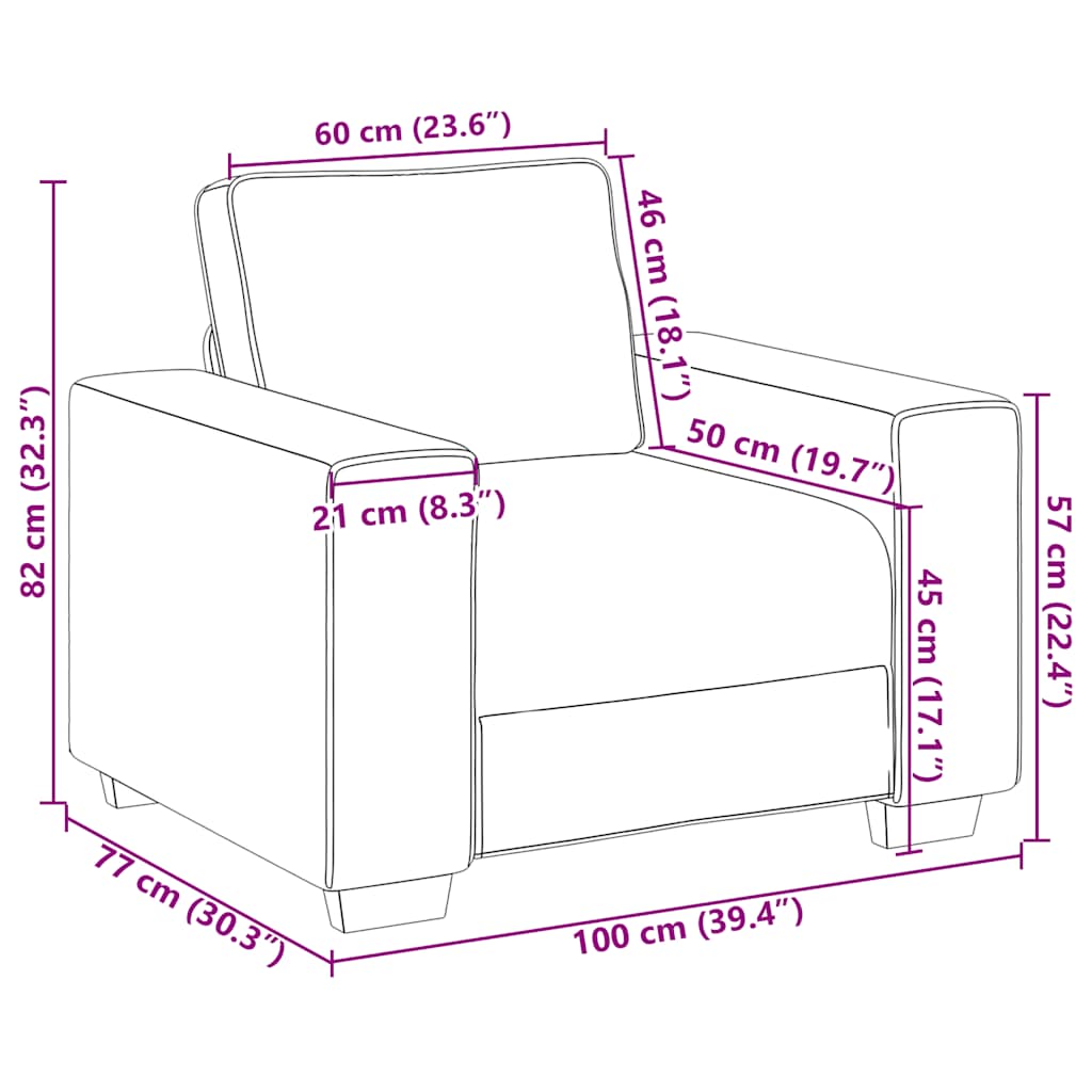 Sofa fotelja siva 100x77x82 cm tkanina