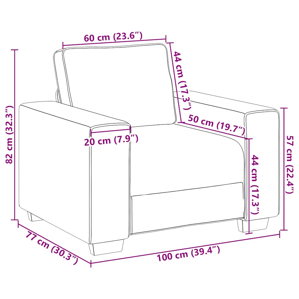 Sofa fotelja vino crvena 100x77x82 cm baršun