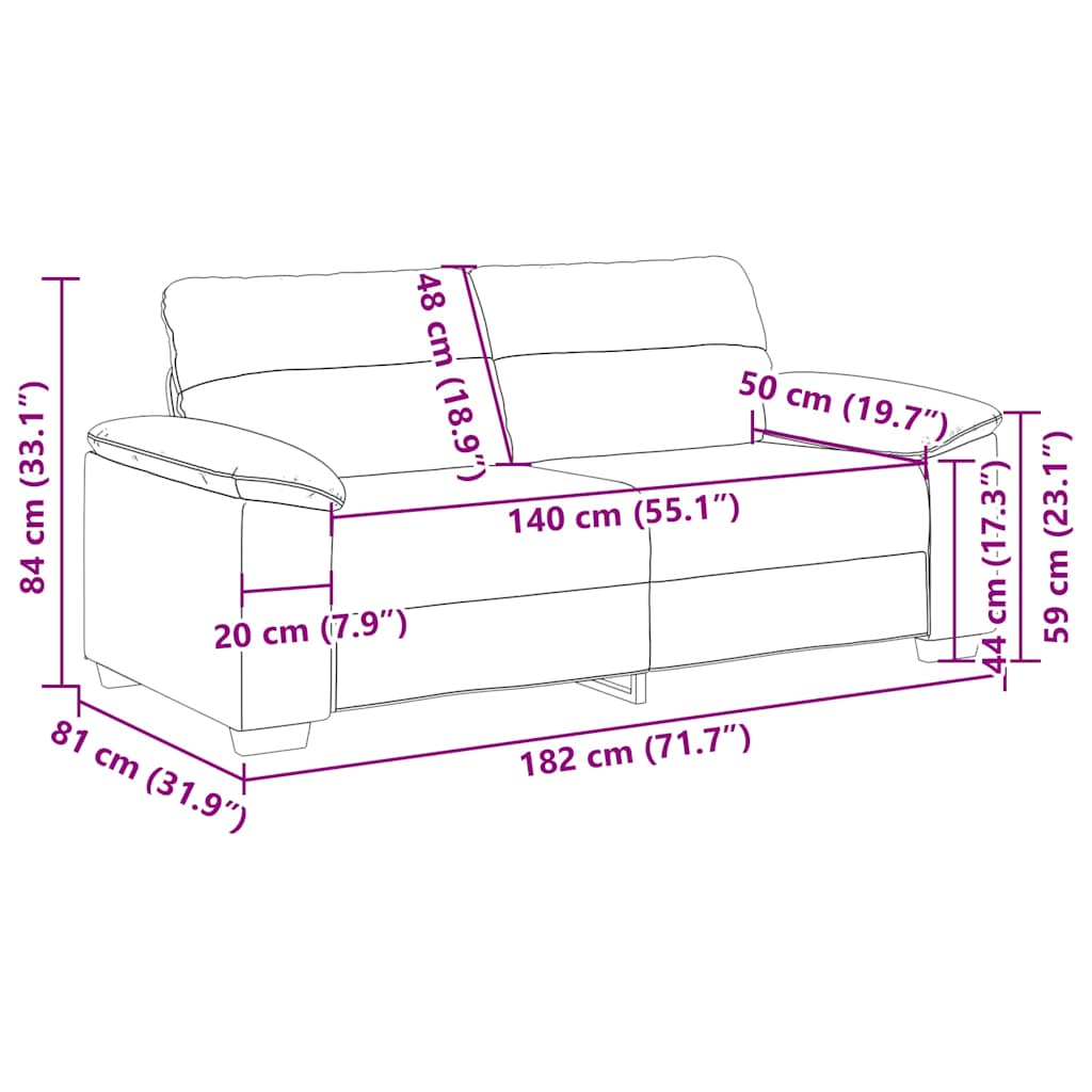 Dvosjed Sofa Siva 180x81x84 cm Implicitna koža