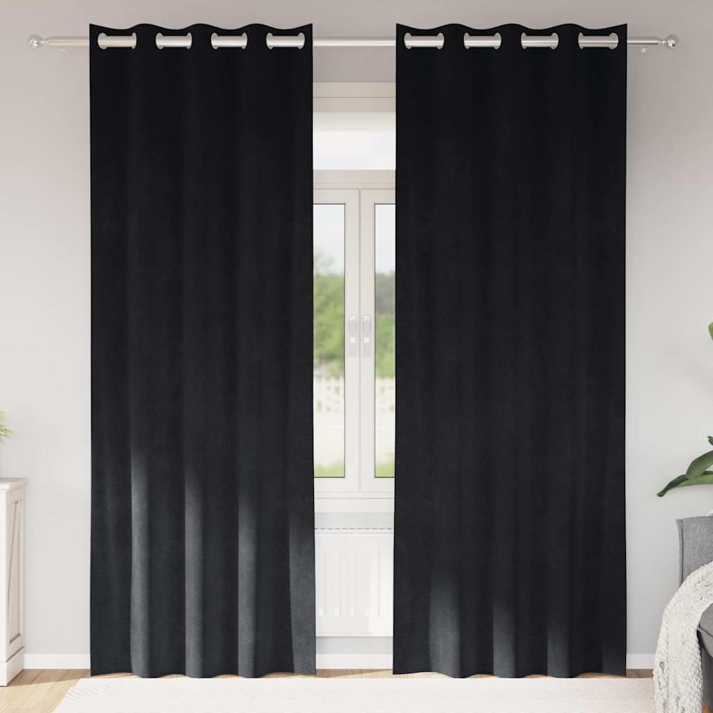 Zavjese za zamračivanje 2 pcs Crna 140 x 225 cm Baršun