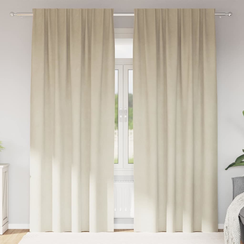 Zavjese za zamračivanje 2 pcs Krema 140 x 245 cm Baršun