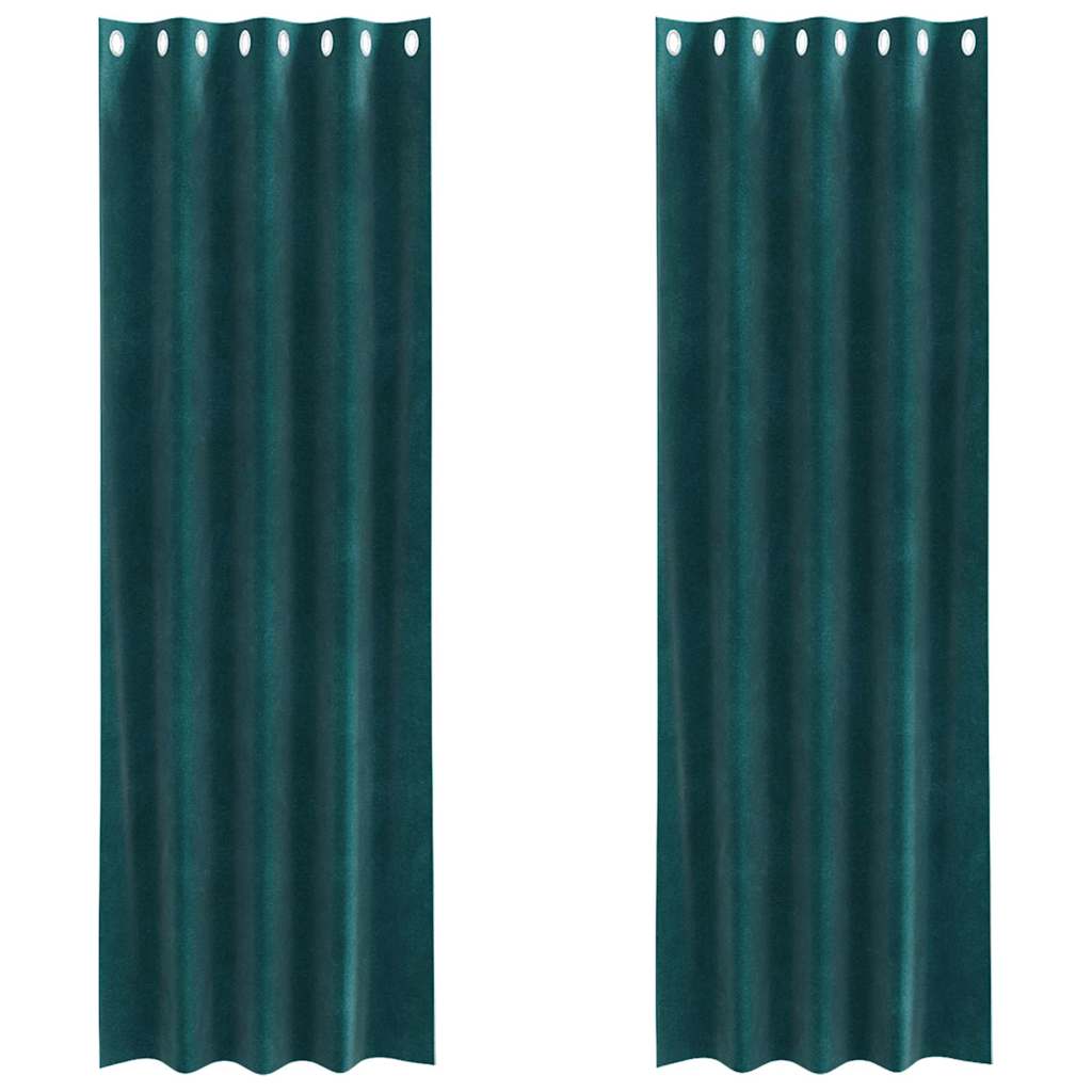 Zavjese za zamračivanje 2 pcs Tamnozelena 140 x 260 cm Baršun