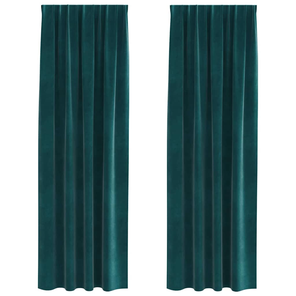 Zavjese za zamračivanje 2 pcs Tamnozelena 140 x 245 cm Baršun