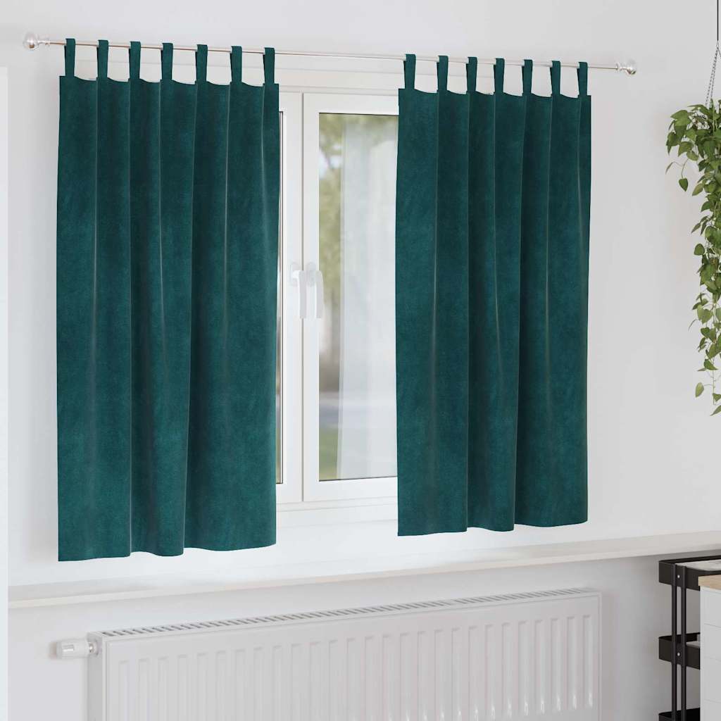 Zavjese za zamračivanje 2 pcs Tamnozelena 140 x 175 cm Baršun