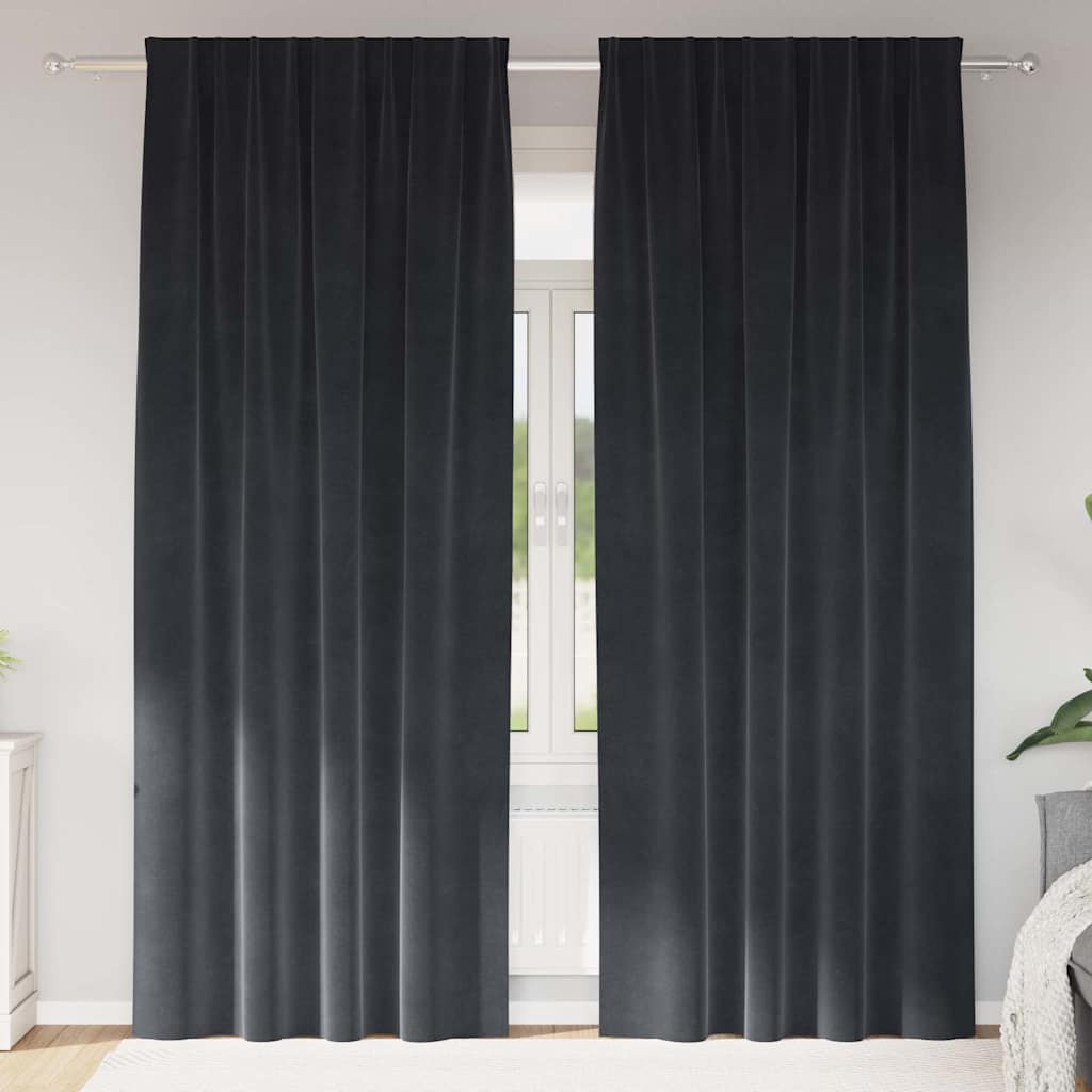 Zavjese za zamračivanje 2 pcs Tamno siva 140 x 245 cm Baršun