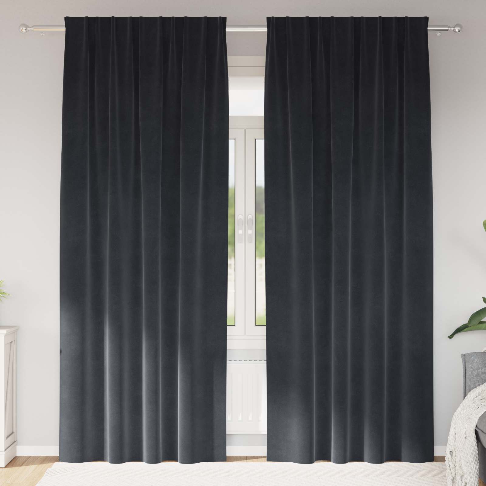 Zavjese za zamračivanje 2 pcs Tamno siva 140 x 260 cm Baršun