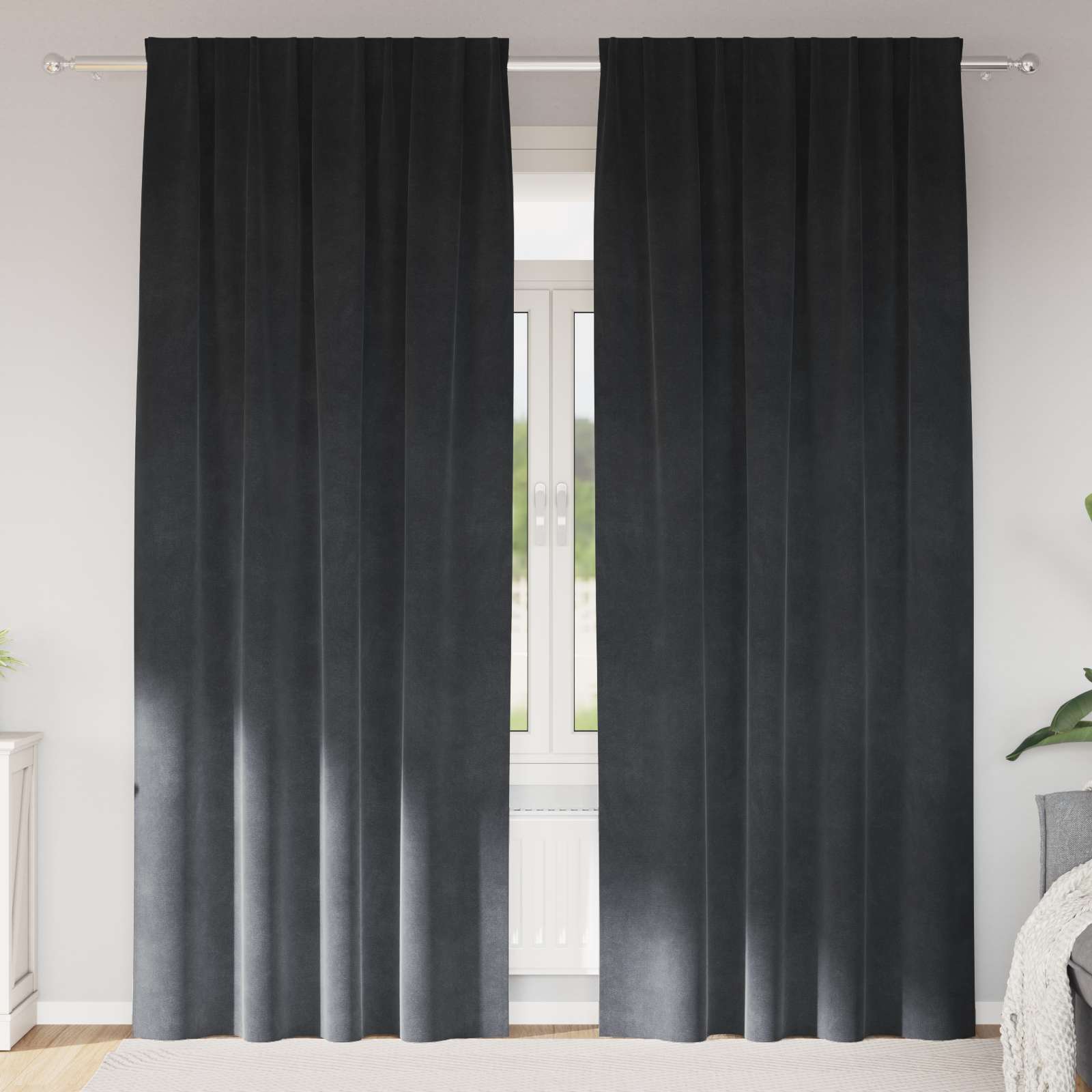 Zavjese za zamračivanje 2 pcs Svijetlo siva 140 x 260 cm Baršun