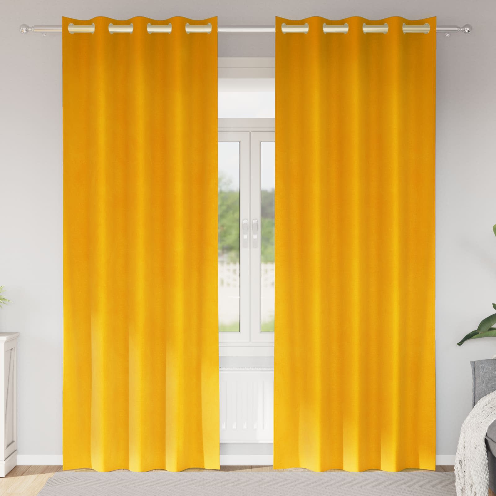 Zavjese za zamračivanje 2 pcs Žuta 140 x 225 cm Baršun