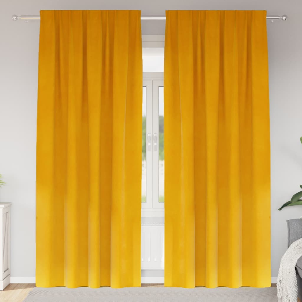 Zavjese za zamračivanje 2 pcs Žuta 140 x 225 cm Baršun