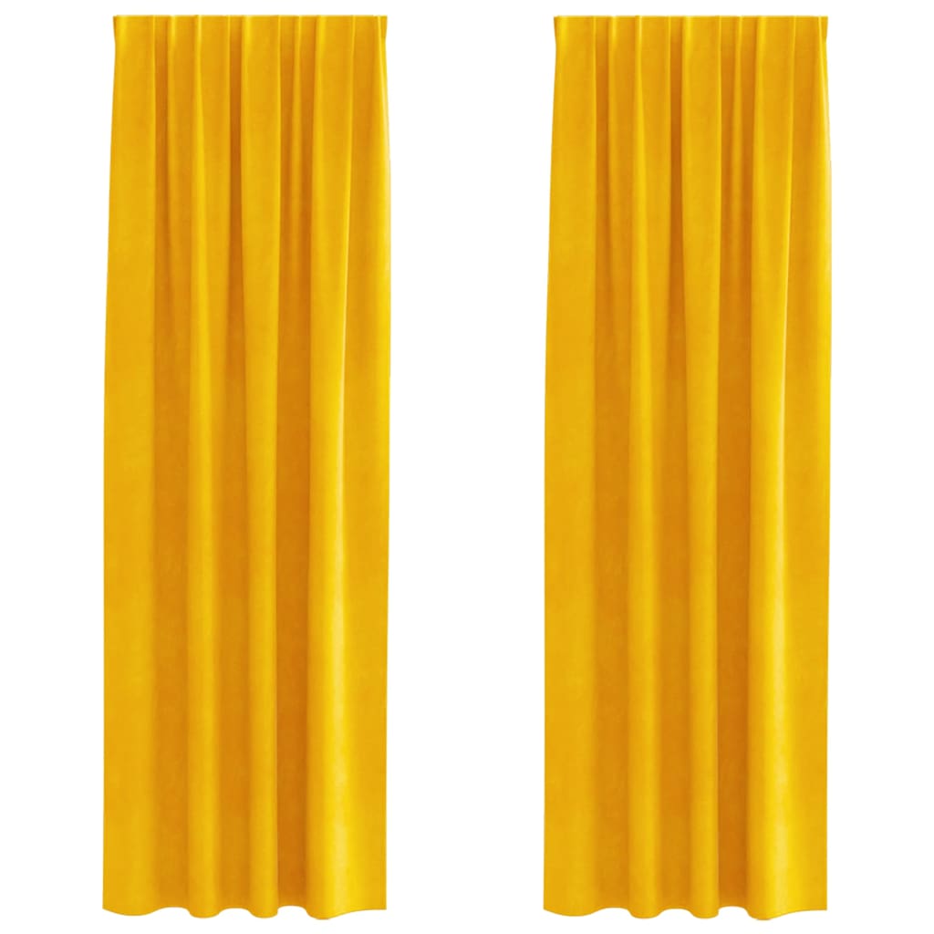 Zavjese za zamračivanje 2 pcs Žuta 140 x 225 cm Baršun