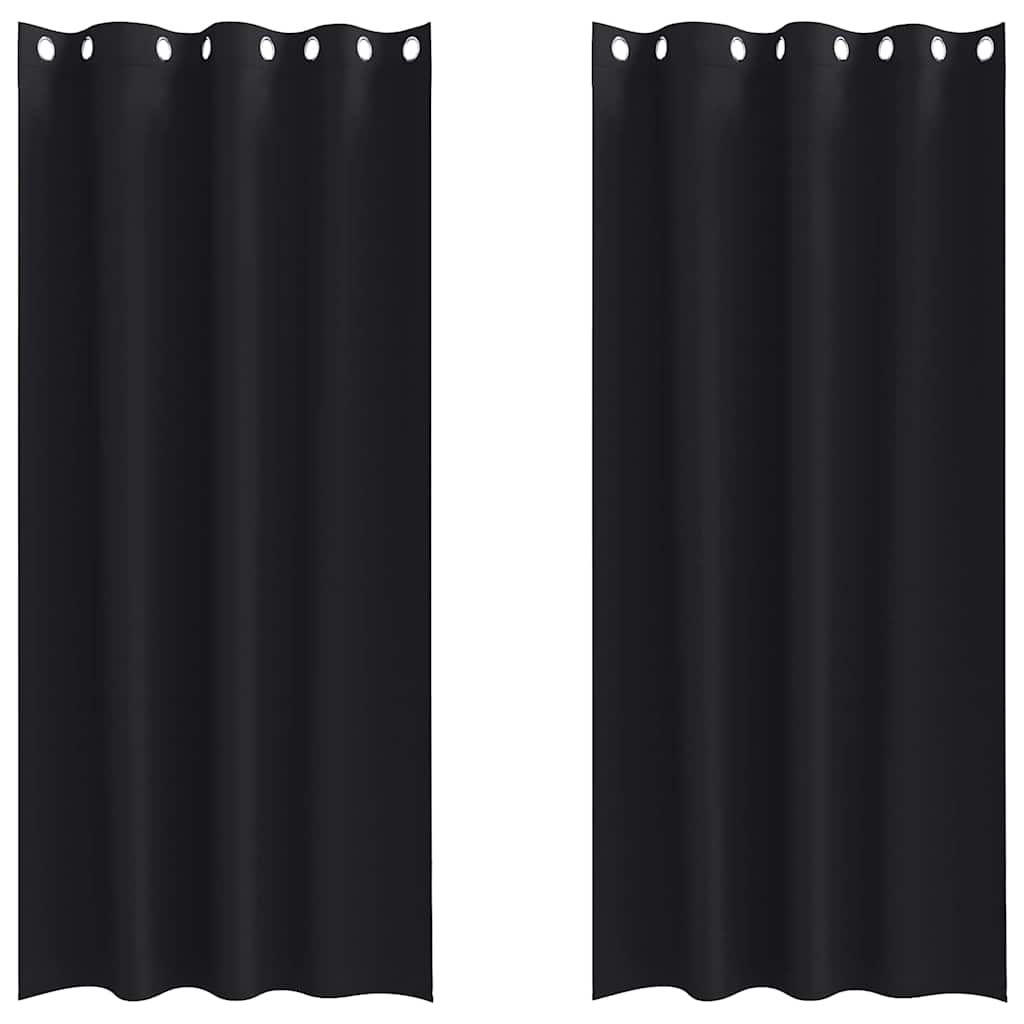 Zavjese za blackout s prstenovima 2 pcs Crna 260 x 140 cm
