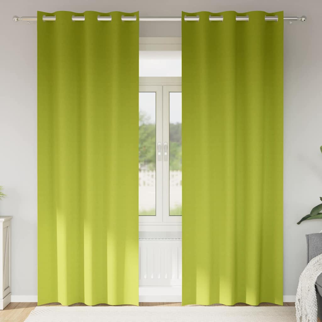 Zavjese za blackout s prstenovima 2 pcs Zelena 225 x 140 cm