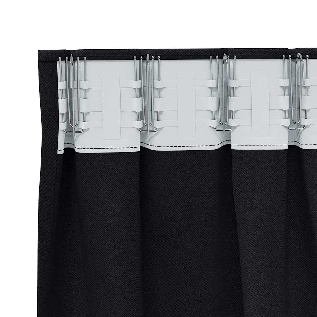Zavjese za blackout s prstenovima 2 pcs Crna 225 x 140 cm