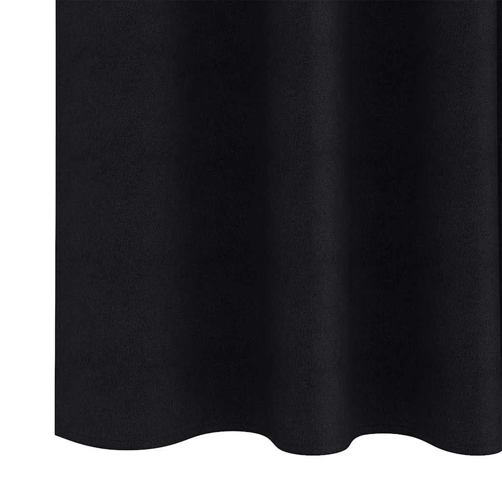 Zavjese za blackout s prstenovima 2 pcs Crna 245 x 140 cm