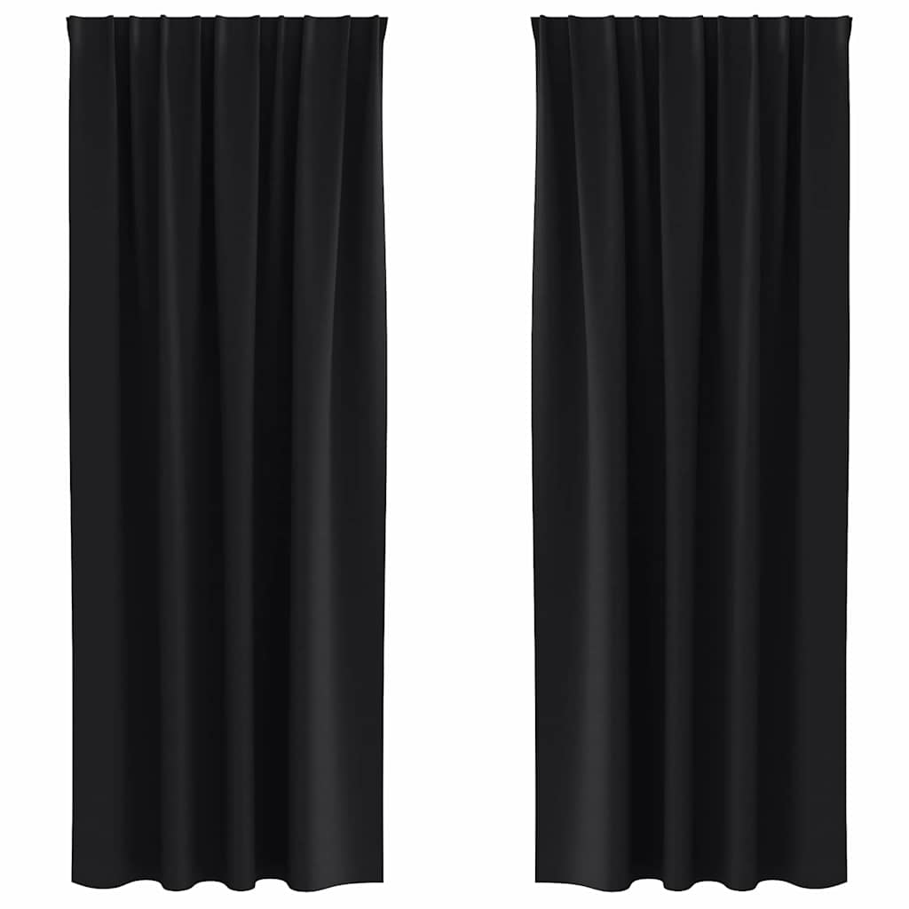 Zavjese za blackout s prstenovima 2 pcs Crna 245 x 140 cm