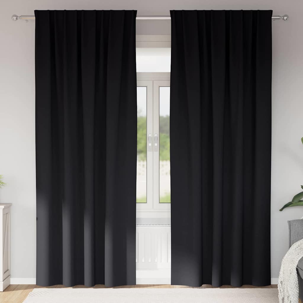 Zavjese za blackout s prstenovima 2 pcs Crna 260 x 140 cm