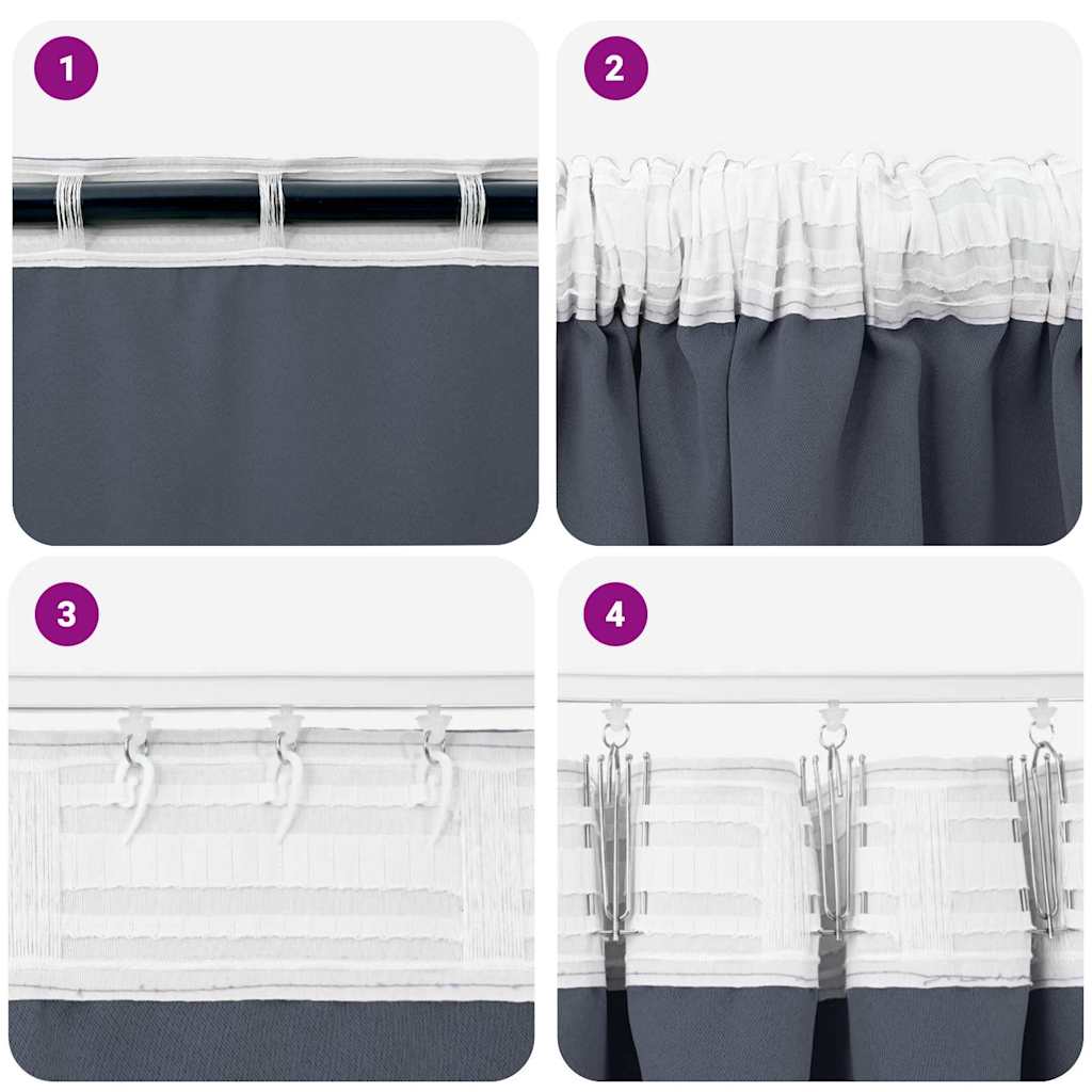 Zavjese za blackout s prstenovima 2 pcs Antracit 225 x 140 cm