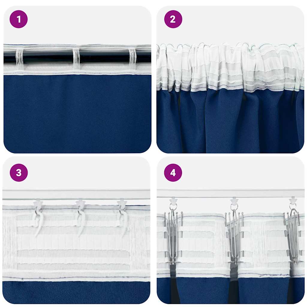 Zavjese za blackout s prstenovima 2 pcs Tamno plava