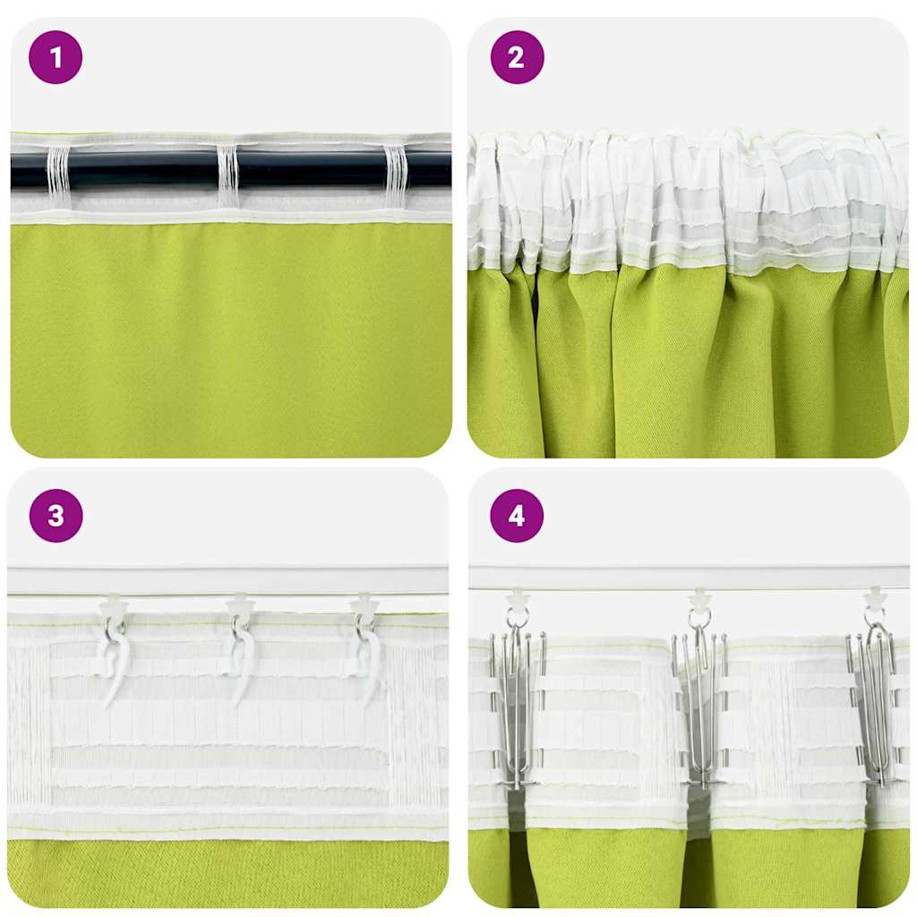 Zavjese za blackout s prstenovima 2 pcs Zelena 225 x 140 cm